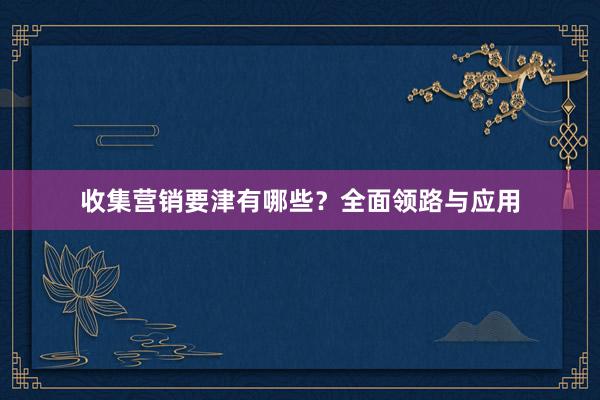 收集营销要津有哪些？全面领路与应用